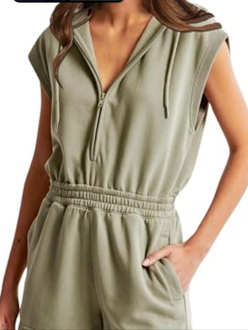 Abercrombie & Fitch Sleeveless Hooded Romper in Sage Size M
